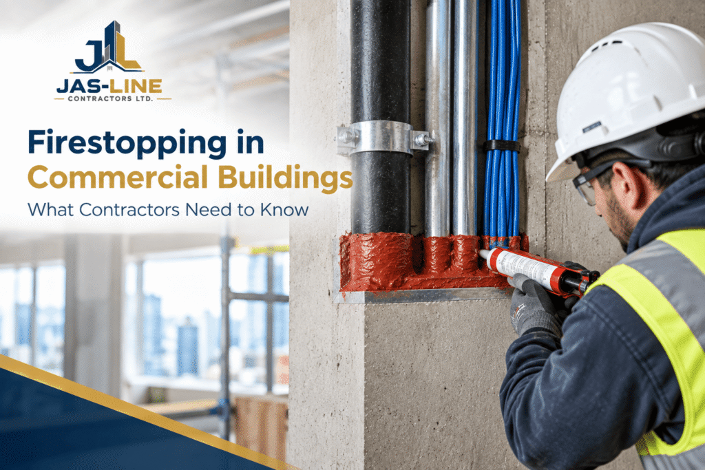 Commercial firestopping installation in a Vancouver building by Jas-Line Contractors Ltd.