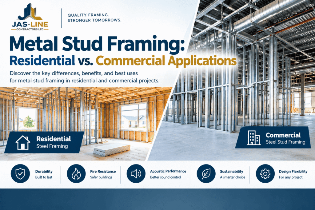 Metal stud framing for residential and commercial construction projects
